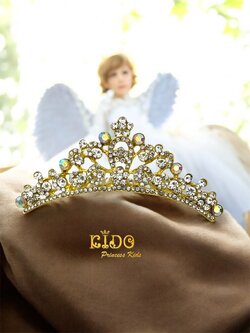 หวีเสียบเพชร(หน้าร้านอยู่รัชดา)KF747 สีทอง มงกุฎเด็ก ประดับผม