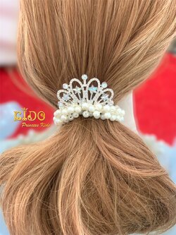 ยางรัดผมเพชร(หน้าร้านอยู่รัชดา)KF725 สีเงิน มงกุฎเด็ก ประดับผม
