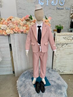 สูทเด็กผู้ชาย(หน้าร้านอยู่รัชดา ลองได้ถ่ายรูปจากชุดจริง)S181 สีชมพู เซ็ตสูท4ชิ้น สูท เสื้อเชิ้ต กางเกง เน็กไทด์
