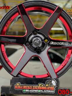 ล้อแม็กซ์ใหม่ขอบ15 #EmotionR V06R ขอบ15 กว้าง7.5 ออฟ35 4รู100 สีดำขอบมิลลิ่งก้านกลึงแดง สวยหรู ล้อแม็กซ์คุณภาพดีมาตรฐานLenso