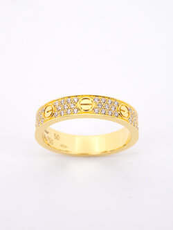 **Sold** แหวน Cartier Love Band with Pave Diamonds ทองคำ18K ไซส์ 50# (Used)+กล่องและการ์ด