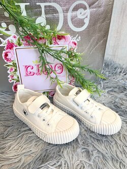 รองเท้าเด็กผู้ชาย(หน้าร้านอยู่รัชดา ลองได้)HM148สีขาว ผ้าใบ เชือกผูก