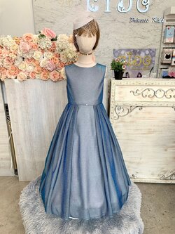 ชุดราตรีเด็ก(ร้านอยู่รัชดา ลองได้ถ่ายรูปจากชุดจริง)W19078 สีฟ้า แขนสั้น กระโปรงยาว เรียบหรู