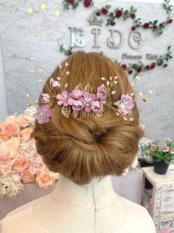 กิ๊บติดผมเด็ก(หน้าร้านอยู่รัชดา)KF530เซ็ทดอกไม้ประดับผม 3ชิ้น สีม่วง ประกับมุกและเพชร น่ารักมาก