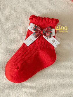 ถุงเท้าตรุษจีน ถุงเท้าวาเลนไทน์(มีหน้าร้านอยู่รัชดา)SF233 สีแดง ถุงเท้าเด็ก