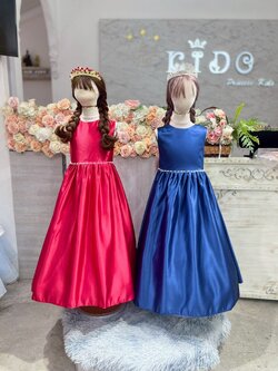 sชุดราตรีเด็ก(หน้าร้านอยู่รัชดา ลองได้ถ่ายรูปเองจากชุดจริง)W19217 สีแดง น้ำเงิน แขนสั้น กระโปรงยาว เรียบหรู