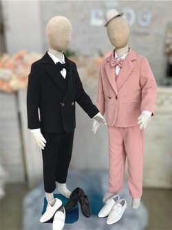 สูทเด็กผู้ชาย(หน้าร้านอยู่รัชดา ลองได้ถ่ายรูปจากชุดจริง)S180 สีชมพู สีดำ เซ็ตสูท5ชิ้น สูท เสื้อเชิ้ต กั๊ก กางเกง หูกระต่าย