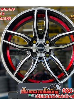 ล้อแม็กซ์ขอบ15 Wheel Performance Model WP-R10 กว้าง6.5 ออฟ35 4รู100 สีดำมิลลิ่งแดงหน้าเงา