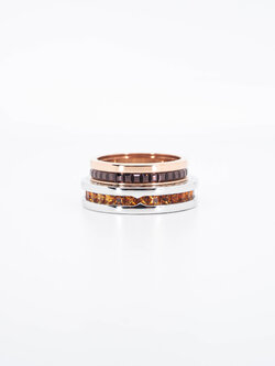 **สำหรับไซส์นิ้ว 48-49** แหวน Boucheron Quatre Classique band in Brown PVD and 18K Pink Gold ทองชมพู18K x แหวน Bvlgari B.zero1 1band with Orange Garnet ทองคำขาว18K