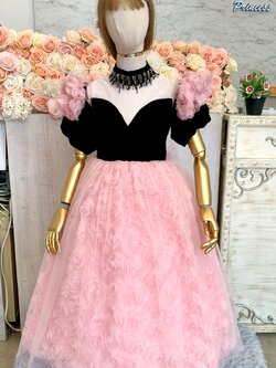 ชุดออกงานเด็ก(หน้าร้านอยู่รัชดา ลองได้ถ่ายรูปจากชุดจริง)W18996 สีดำ-ชมพู กระโปรงยาว คอติด กระโปรงชมพู สวยหรู