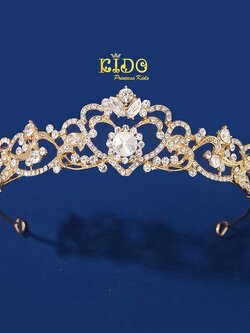 มงกุฎเด็ก(หน้าร้านอยู่รัชดา)KF683 สีทอง มงกุฎเจ้าหญิง ลายโค้งหัวใจ สวยหรู
