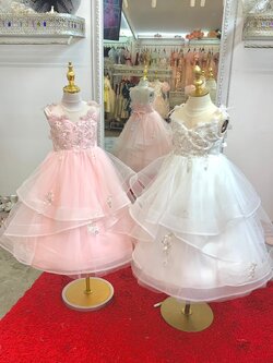 Cชุดราตรีเด็ก*หน้าร้านอยู่รัชดา ลองได้ถ่ายรูปจากของจริง*W18822 สีขาว โอรส ตกแต่งด้วยกลิตเตอร์ กระโปรงยาวฟู สวยหรู