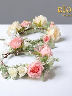 Sคาดผมเด็ก(หน้าร้านอยู่รัชดา)KF634เส้นคาดผมดอกไม้สีครีม สีชมพู ตกแต่งด้วยดอกไม้ สวยหวานๆ