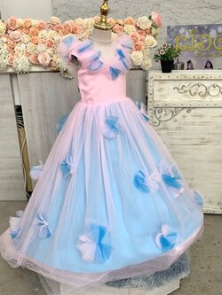 ชุดราตรีเด็ก(หน้าร้านอยู่รัชดา ลองได้ถ่ายรูปเองจากชุดจริง)W19014 สีชมพู กระโปรงยาว ฟูชั้นๆ ไหล่ระบาย เจ้าหญิงสวย อลังการมากค่ะ