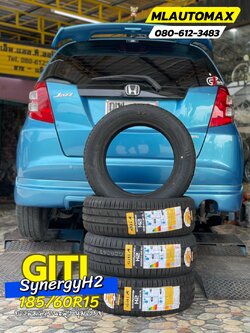 HONDA_JAZZ🚘 🛞เปลี่ยนยาง 🐘#GITI_SynergyH2_185/60R15 🛞