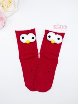 ถุงเท้าคริสต์มาส เด็ก(มีหน้าร้านอยู่รัชดา)SA006สีแดง ติดรูปตา