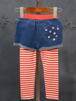 กางเกงเด็ก*มีหน้าร้าน ตรงปก พร้อมส่ง*K20597ลายขวางส้มขาว ด้านหน้าปักอักษรสีหวาน กระเป๋าหลังปักรูปดาว แนวน่ารัก