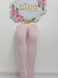 ถุงน่องเด็ก(หน้าร้านอยู่รัชดา)LTK007 สีชมพู เนื้อผ้าฉลุในตัวลายขวาง