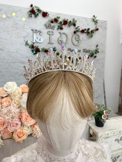 มงกุฎเด็ก(หน้าร้านอยู่รัชดา)KF575 สีเงิน มงกุฎมุกเทาเข้มน่ารักๆ