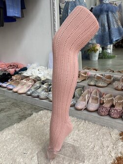 ถุงน่องเด็ก(หน้าร้านอยู่รัชดา)LKW05 สีชมพู เนื้อไหมพรมมีลายในตัว