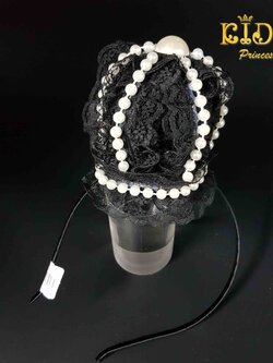 ที่คาดผมเด็ก(หน้าร้านอยู่รัชดา)KF12 ที่คาดผมมงกุฎลูกไม้ ติดมุกล้อมรอบ สีดำ