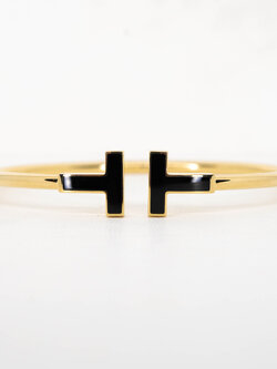 กำไล Tiffany & Co. Tiffany T Wire Bracelet with Black Onyx SM ทองคำ18K ไซส์s (Used) +กล่อง