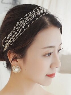 คาดผมเด็กหน้าร้านอยู่รัชดา)KF541 สีเงิน เส้นคาดผมมุกหลายเส้น ดีไซน์น่ารัก