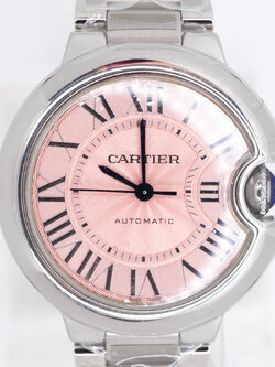 นาฬิกา Cartier Ballon Bleu De Cartier Pink Dial Watch Size 33mm. in Stainless Steel Automatic Movement with Steel Bracelet Ref.W6920100 +กล่องและการ์ดไทย2020 (Used)