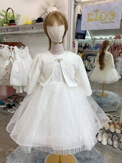 ชุดราตรีเด็ก(หน้าร้านอยู่รัชดา ลองได้ถ่ายรูปเองจากชุดจริง)W18908 สีขาว กระโปรงสั้น เสื้อคลุมขาว น่ารักมาก