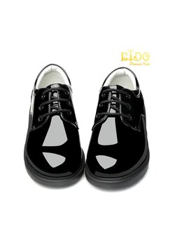 รองเท้าเด็กผู้ชาย(หน้าร้านอยู่รัชดา ลองได้)HM161 สีดำ หนังแก้ว ร้อยเชือก