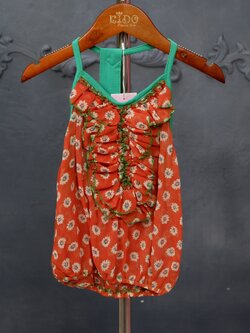 เสื้อเด็ก*มีหน้าร้าน ตรงปก พร้อมส่ง*ZK03สายเดียว สีน้ำตาล ผ้าลายดอกไม้ อกระบาย เว้าหลัง น่ารักมาก