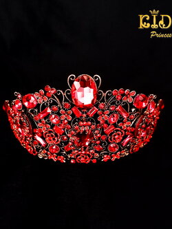 มงกุฎเด็ก(หน้าร้านอยู่รัชดา)KF055 คาดผมประดับด้วยเพชรใหญ่สีแดงสด หรูหรา สะดุดตามาก