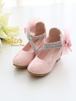 รองเท้าเด็ก*มีหน้าร้านอยู่รัชดา ลองได้ เปลี่ยนได้ *H165สีชมพู หนังแก้ว มีดอกไม้ใหญ่พร้อมมุกประดับตรงข้อเท้า สวยน่ารักมากคะ