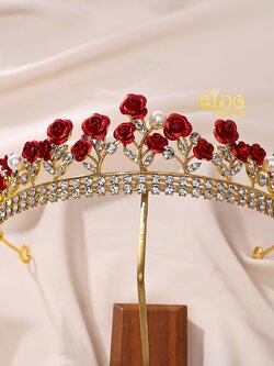 มงกุฎเด็ก(หน้าร้านอยู่รัชดา)KF691 มงกุฎกุหลาบแดง สวยหรู