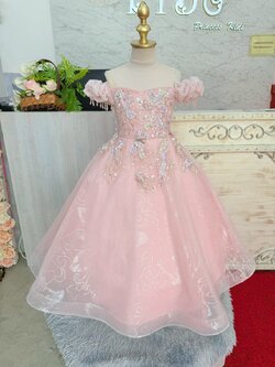 ชุดราตรีเด็ก ชุดเจ้าหญิง ชุดออกงานเด็ก(*หน้าร้านอยู่รัชดา*)W19251 สีชมพู กระโปรงยาว เปิดไหล่