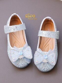 รองเท้าเด็ก(หน้าร้านอยู่รัชดา ลองได้)H187 สีฟ้า ติดโบว์สีสวย เกร็ดวิ้งๆ