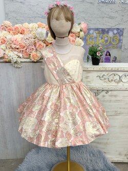 ชุดราตรีเด็ก(หน้าร้านอยู่รัชดา ลองได้ถ่ายรูปจากชุดจริง)W19044สีโอรส ผ้าแจคการ์ด