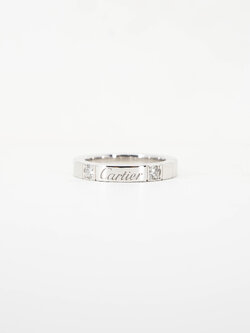 แหวน Cartier Lanieres 2diamonds ทองขาว18K ไซส์ 47# (Used)