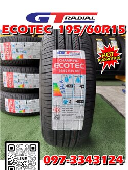 #GT Radial Champiro Ecotec 195/60R15 ยางใหม่ปี2023 ราคาโปรโมชั่น(4เส้น)