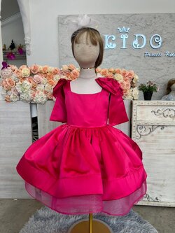 ชุดราตรีเด็ก(หน้าร้านอยู่รัชดา ลองได้ถ่ายรูปจากชุดจริง)W18928 สีบานเย็น กระโปรงสั้น แขนตุ๊กตา ฟูชั้นๆ