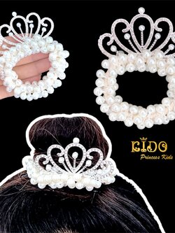ยางรัดผมเพชร(หน้าร้านอยู่รัชดา)KF726 สีเงิน มงกุฎเด็ก ประดับผม