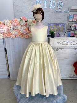 ชุดราตรีเด็ก(ร้านอยู่รัชดา ลองได้ถ่ายรูปจากชุดจริง)W19066 สีทอง แขนสั้น กระโปรงยาว