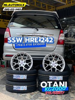 🛞❤️ #TOYOTA_INNOVA🚘❤️💫 🛞🐘#OTANI_EK3000_215/55R17 ❤️ 🛞 #ล้อSSW_HRE242 17X8.5 ET35 5X100HS ❤️ #ผ้าเบรคBrembo F&R #พรีเมียร์ 🛞 #บริการตั้งศูนย์ล้อ🛞