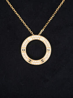 **Sold **สร้อยและจี้ Cartier Love Necklace, Diamond-Paved ทองคำ18K ความยาว 16.5# (Used) +กล่องและการ์ดไทย2022และใบเสร็จ