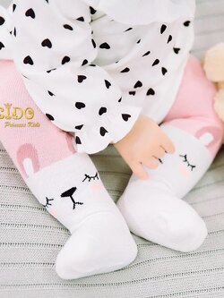 ถุงน่องเด็ก(หน้าร้านอยู่รัชดา)LG289 สีชมพู ลายกระต่ายหลับตา