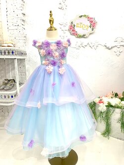 ชุดราตรีเด็ก*หน้าร้านอยู่รัชดา ลองได้ถ่ายรูปจากของจริง*W18543สีฟ้า กระโปรงยาว แขนระบาย เปิดไหล่