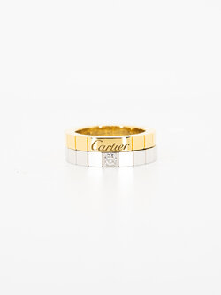 **สำหรับไซส์นิ้ว 48-49#** แหวน Cartier Lanieres 1diamond ทองคำ18K x แหวน Cartier Lanieres 1diamond ทองขาว18K (Used)