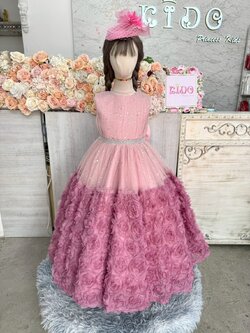 ชุดราตรีเด็ก(หน้าร้านอยู่รัชดา ลองได้ถ่ายรูปเองจากชุดจริง)W19160 สีชมพู กระโปรงยาว แขนสั้น ปักดอกไม้สวยหวานมากค่ะ