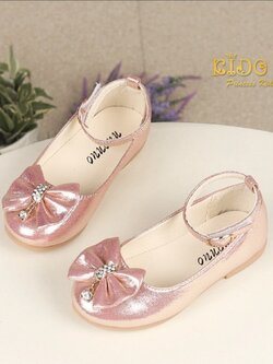 รองเท้าเด็ก(หน้าร้านอยู่รัชดา ลองได้)H170สีชมพู ประดับโบว์มีสายรัด