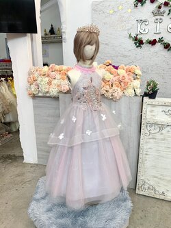 ชุดราตรีเด็ก(หน้าร้านอยู่รัชดา ลองได้ถ่ายรูปจากชุดจริง)W18819 สีม่วงอมชมพู กระโปรงยาวฟูน่ารักๆ